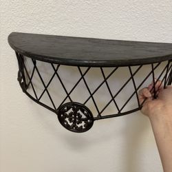 Wall mounted wooden metal small shelf