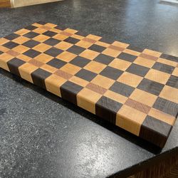 End Grain Cutting Board, Walnut Maple And Cherry