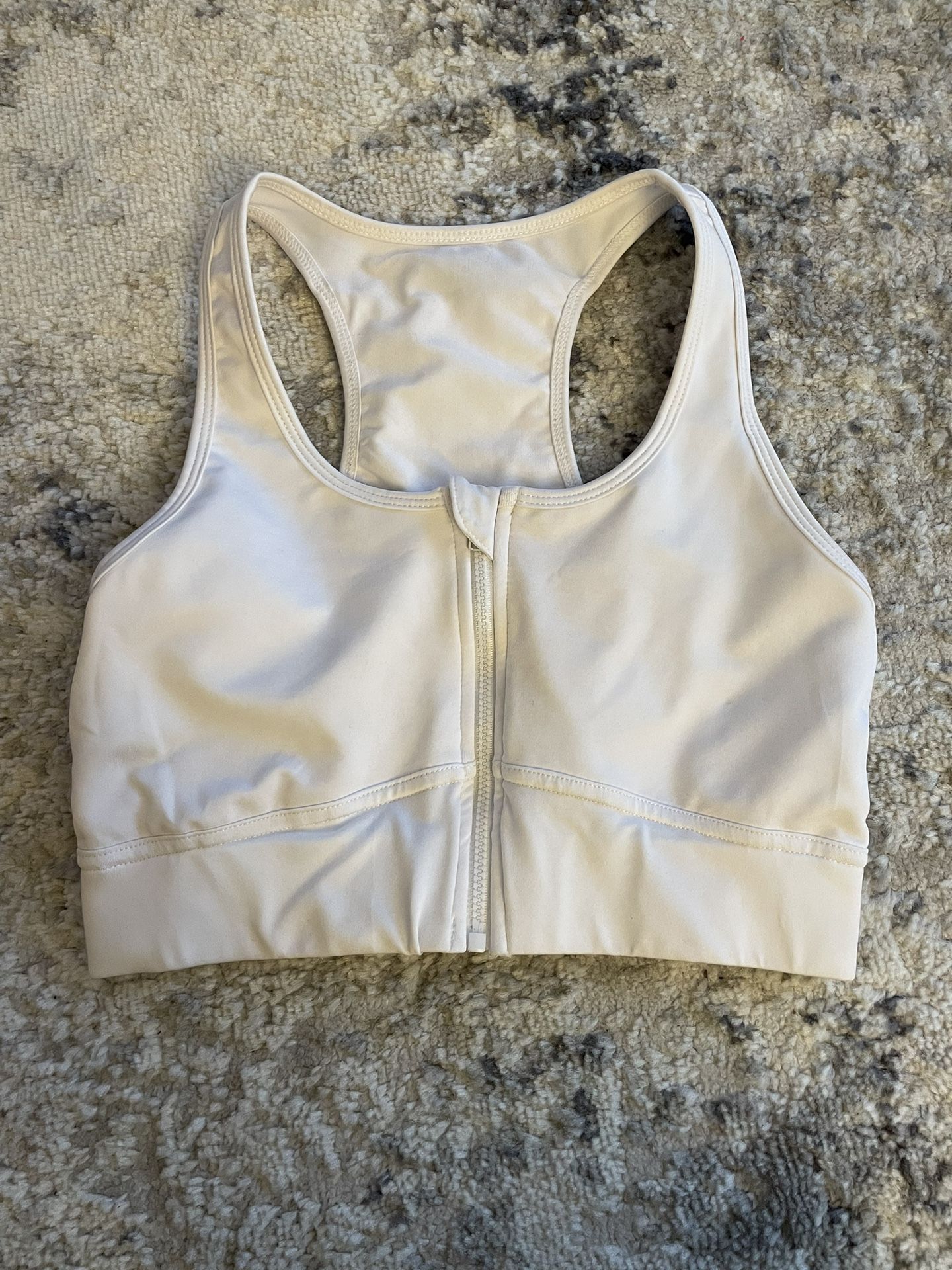 White Zip Up Sports Bra