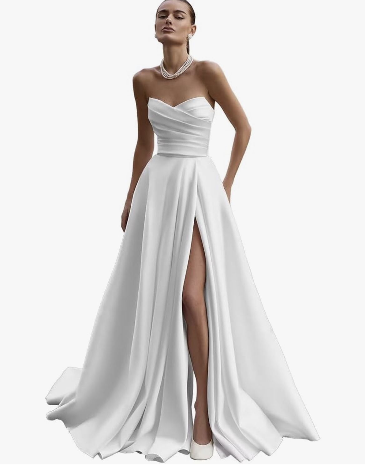 Mermaid Satin White Dress