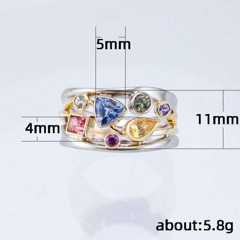 "Multicolor Stones Zircon Stackable Cross Fashion Rings for Women, PD218