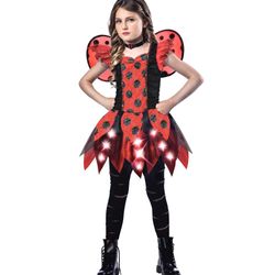 Punky Bug Lady Bug Girls Costume Medium 8-10 Optional Light up