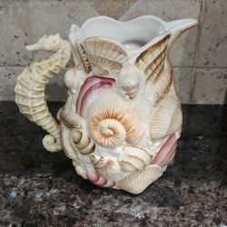 Sea Shell Pacific Rim Pitcher--Sea Horse Handle
