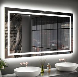 LED Bathroom Mirror 20x28 Inch Anti-Fog Bathroom Mirror With Lights, Wall Mounted Lighted Vanity Mirrors, Dimmable, Backlit + Front Lit, Smart Bathroo