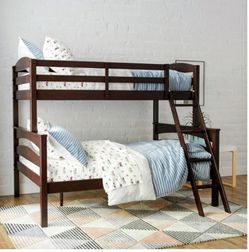 Dark Wood Twin Over Full Bunk Bed
