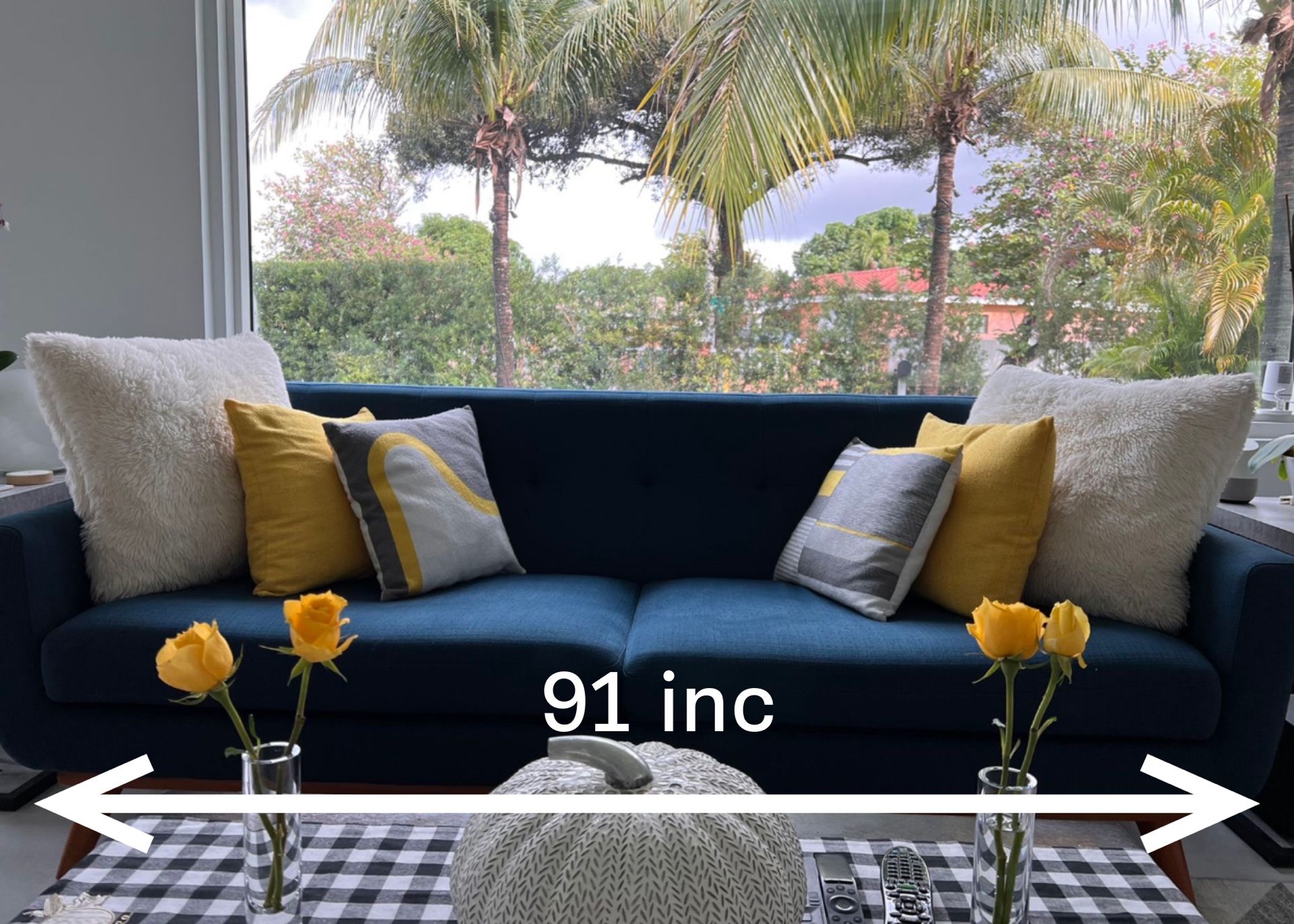  Mid-Century modern deep-blue sofa