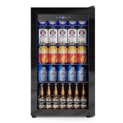 17.52 Inch Freestanding Beverage Refrigerator 130 Can Beverage Cooler With Glass Door For Beer Soda And Wine Mini Drink Fridge