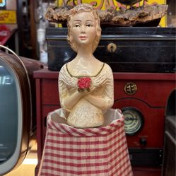 Vintage Chalkware Wedding Bride Bust Lamp Shade 