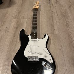 Strat Style Electric Guitar – Black – Fresh Setup – Plays Great