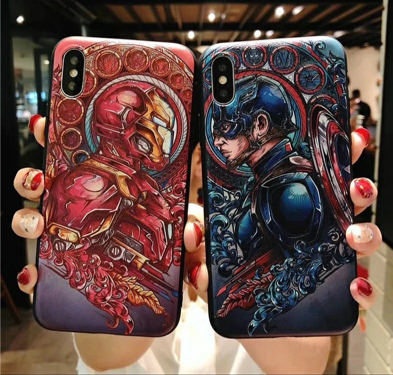 3D Marvel Angry Embossed Captain America Iron Man Heroes Case for iPhone X XS Max XR 5 5S SE 6 6S 7 8 Plus Cover