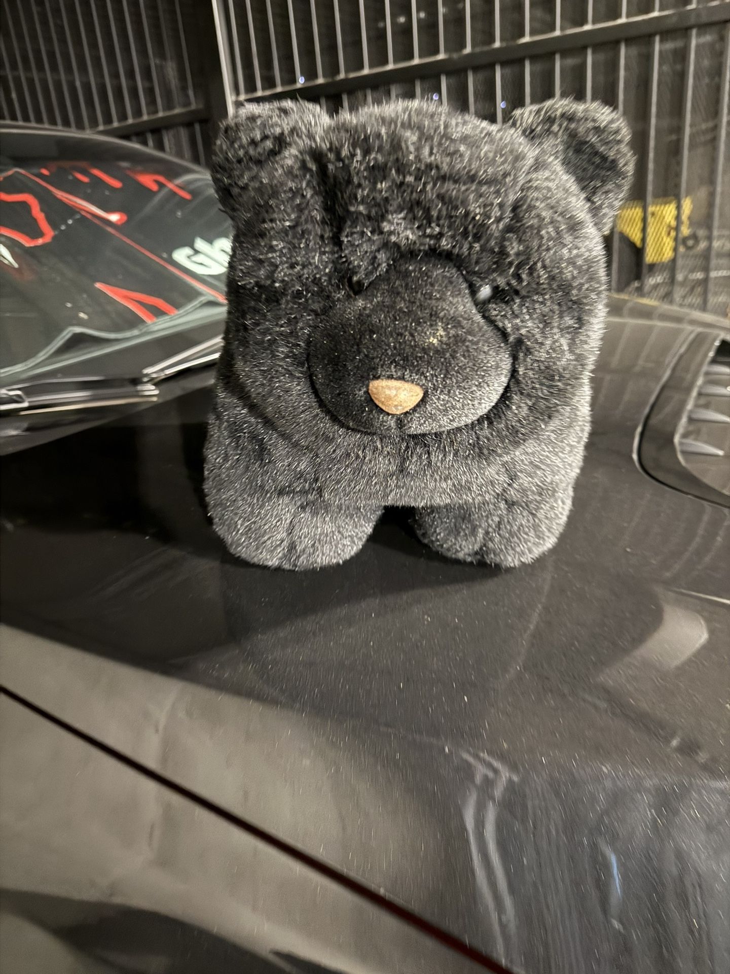 Vintage Plush Black Bear Foot Rest Stool Decor