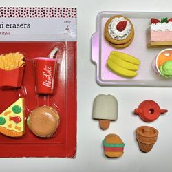 12 Food Erasers with Tray. 4 are Brand New