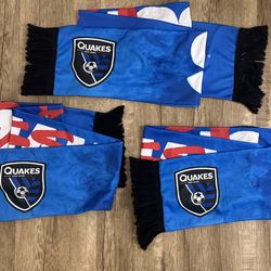 ⚽️🌀 3 Official San Jose Earthquakes Soccer Team Scarves (new)