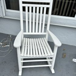 Wooden Set Of White Rocking Chairs 