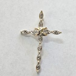 14kt Gold Diamond Cross Charm