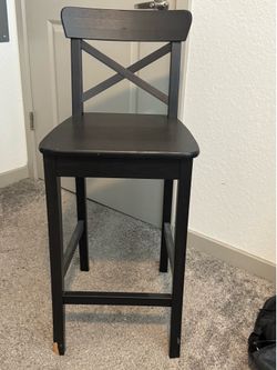 Black Wooden Bar Stool / Counter Chair