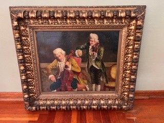 Alessandro Sani canvas in ornate solid wood and gold frame