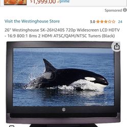 26 Inch Westinghouse flat Screen And Roku