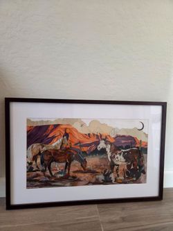 Framed horse college print