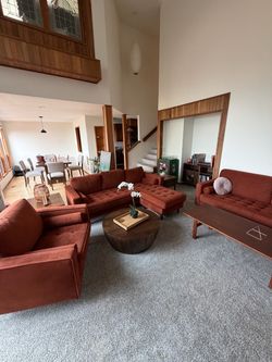 Rust velvet living room set