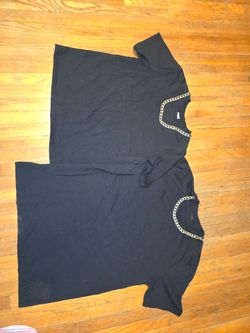 Black T-Shirts with Gold Chain Neckline – Set of 2