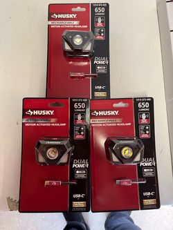 Husky 650 Lumen Rechargeable Motion Activated Headlamp (3-Pack)