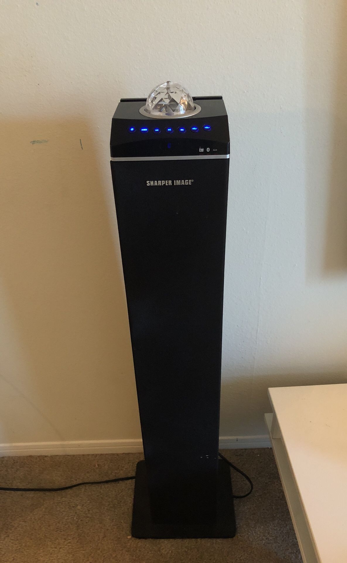 Sharper Image SBT1010 Bluetooth LED Disco Ball Tall Tower Speaker System