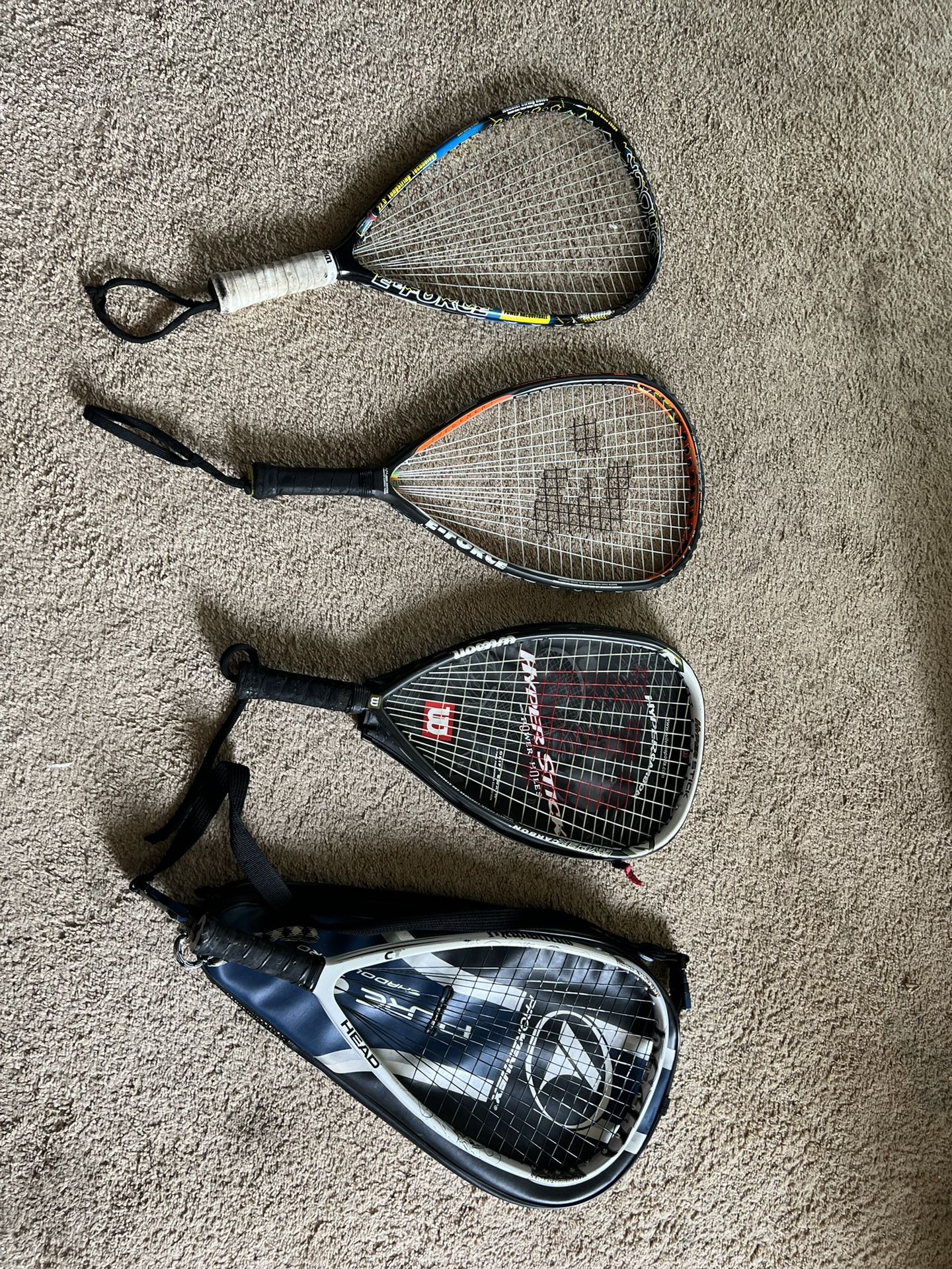 4 Racquets For Racquetball Wilson Head And E-force Tennis Rackets Also Available