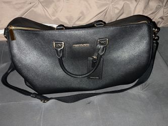 Black Leather Michael lots Duffel Bag