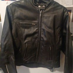 Excellent Condition Wilson's Biker Style Genuine Leather Black Jacket Women's Medium 