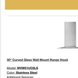 New Whirlpool 30” Curved Glass Range Hood