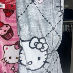 Hello Kitty Throw Blanket Gray 