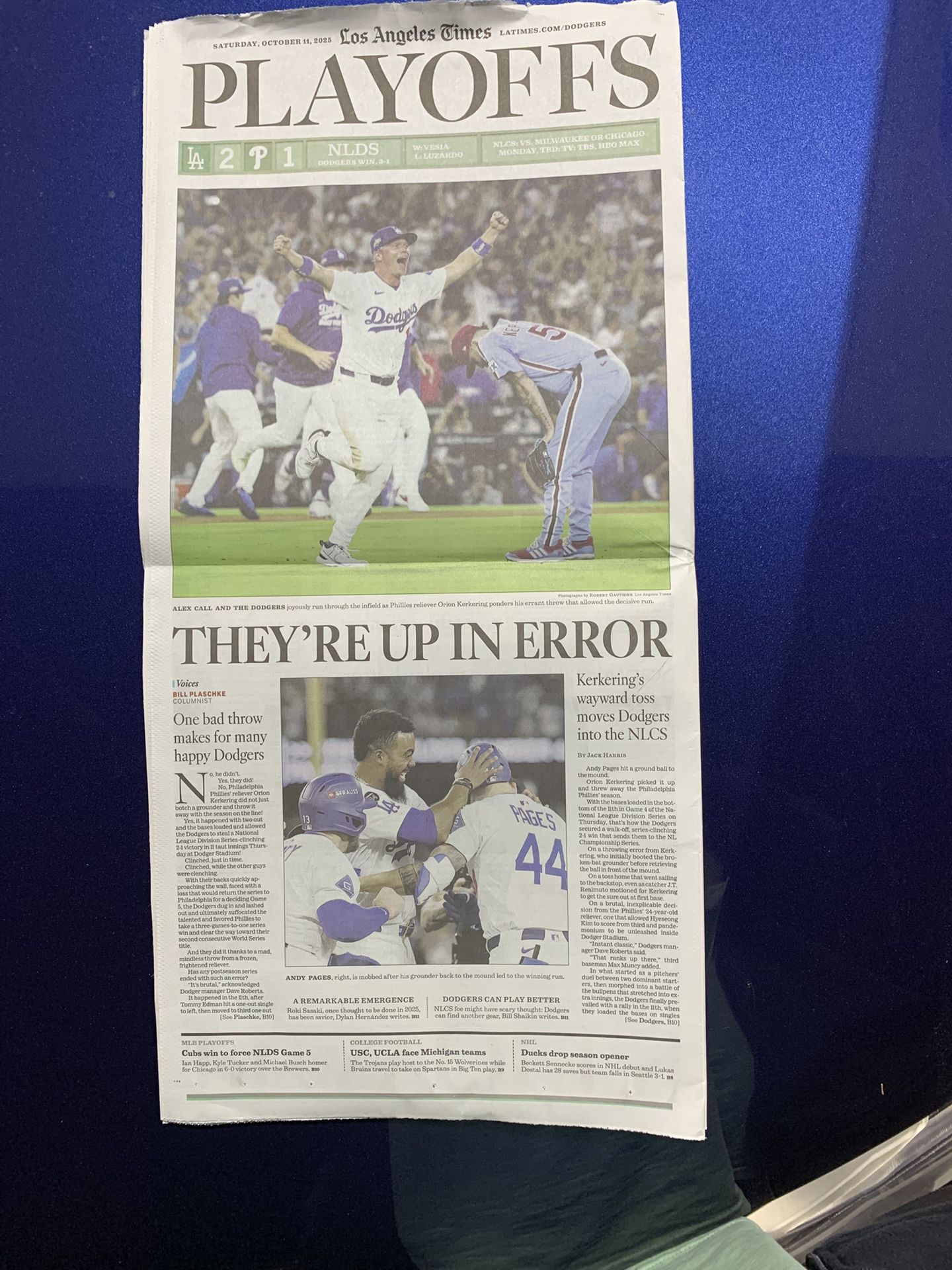 DODGERS WIN Los Angeles Times 