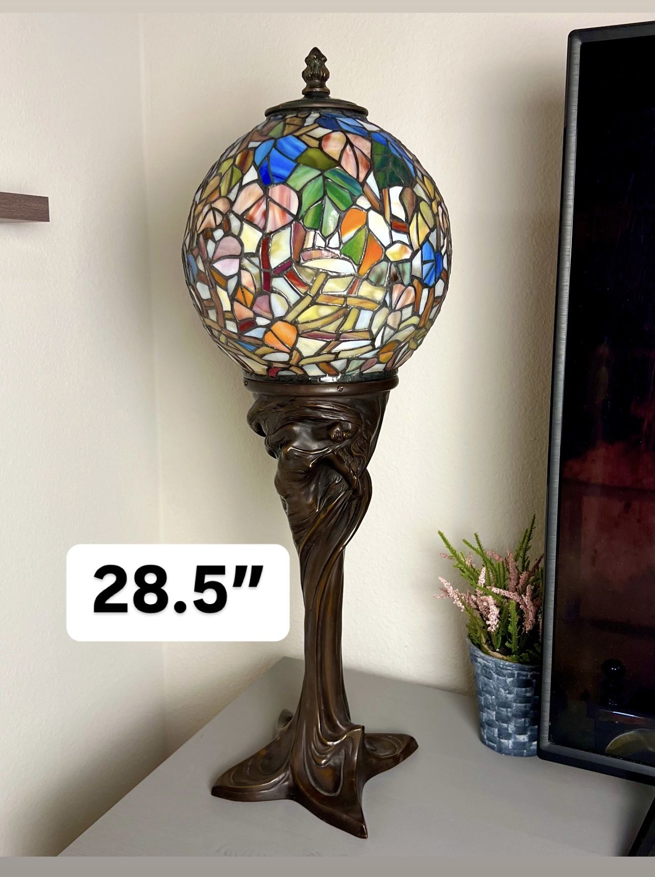 Magnificent Vintage Stained Glass Art Nouveau Table Lamp A Breathtaking Statement of Elegance