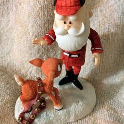 Rudolph Figurine Santa & Rudolph Jingle Jingle Hear My Sleigh Bells Ring 725064

