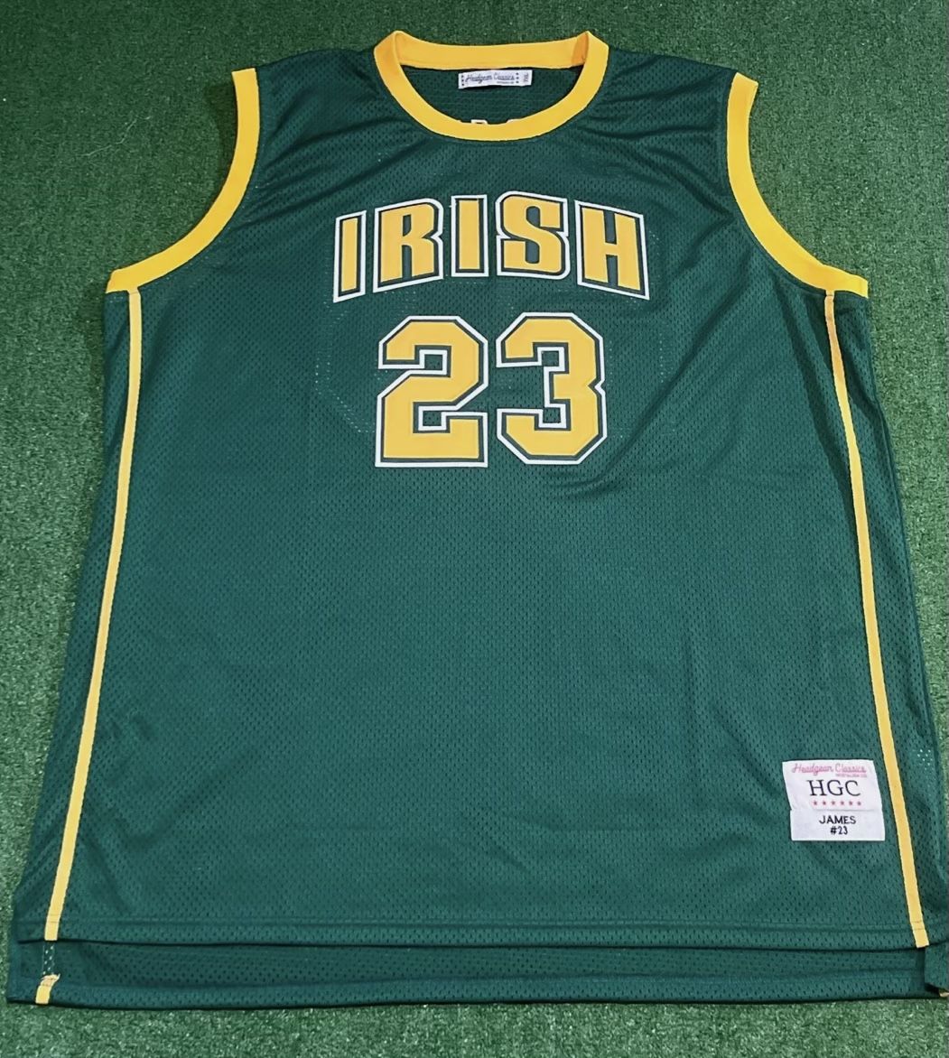BRAND NEW NEVER WORN LeBron James Headgear Classic High School Irish Basketball Jersey Size 6XL 