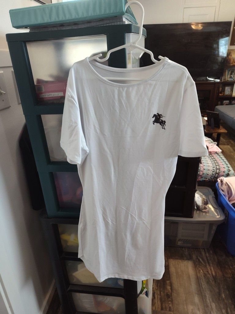 New White T-Shirt Small Dress