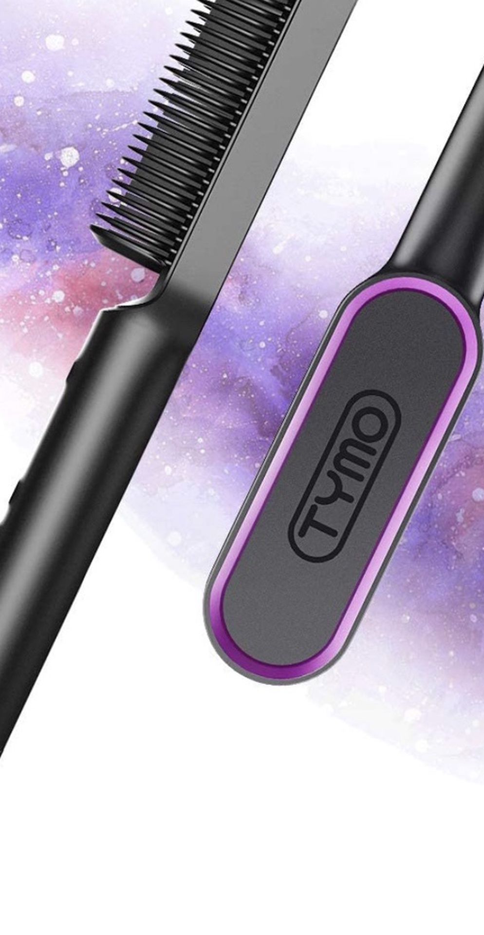 Hair Straightener Brush – Hair Straightening Iron with Built-in Comb, 20s Fast Heating & 5 Temp Settings & Anti-Scald
