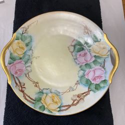 Hand Painted Artist signed E. Ten Eyck 1914 Handled Plate Limoge