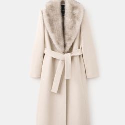 MANTECO WOOL COAT WITH FUR COLLAR