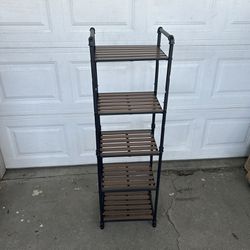 Bathroom Shelves, 5-Tier Storage Rack, Plant Flower Stand, 15.6 x 12.2 x 51 Inches, for Living Room, Balcony, Kitchen, 15.6”W, Rustic Brown + Black  ✅