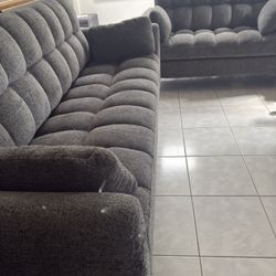Grey fabric sofa sets 