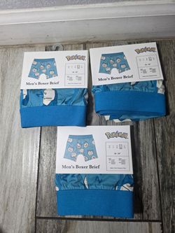 Pokémon Snorlax Men’s Boxer Brief Underwear L Blue Stretch 3 Packs