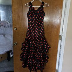 polka dot black and Red silk dress