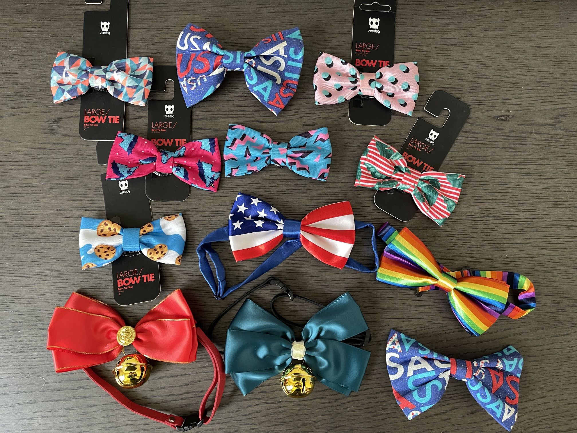 brand new dog bow tie bundle lot rainbow unicorn USA