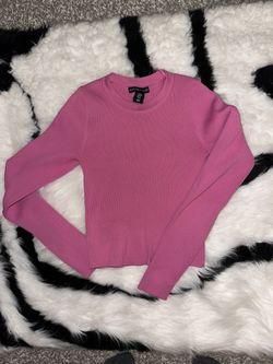 Pink Long Sleeve Ribbed crop top
