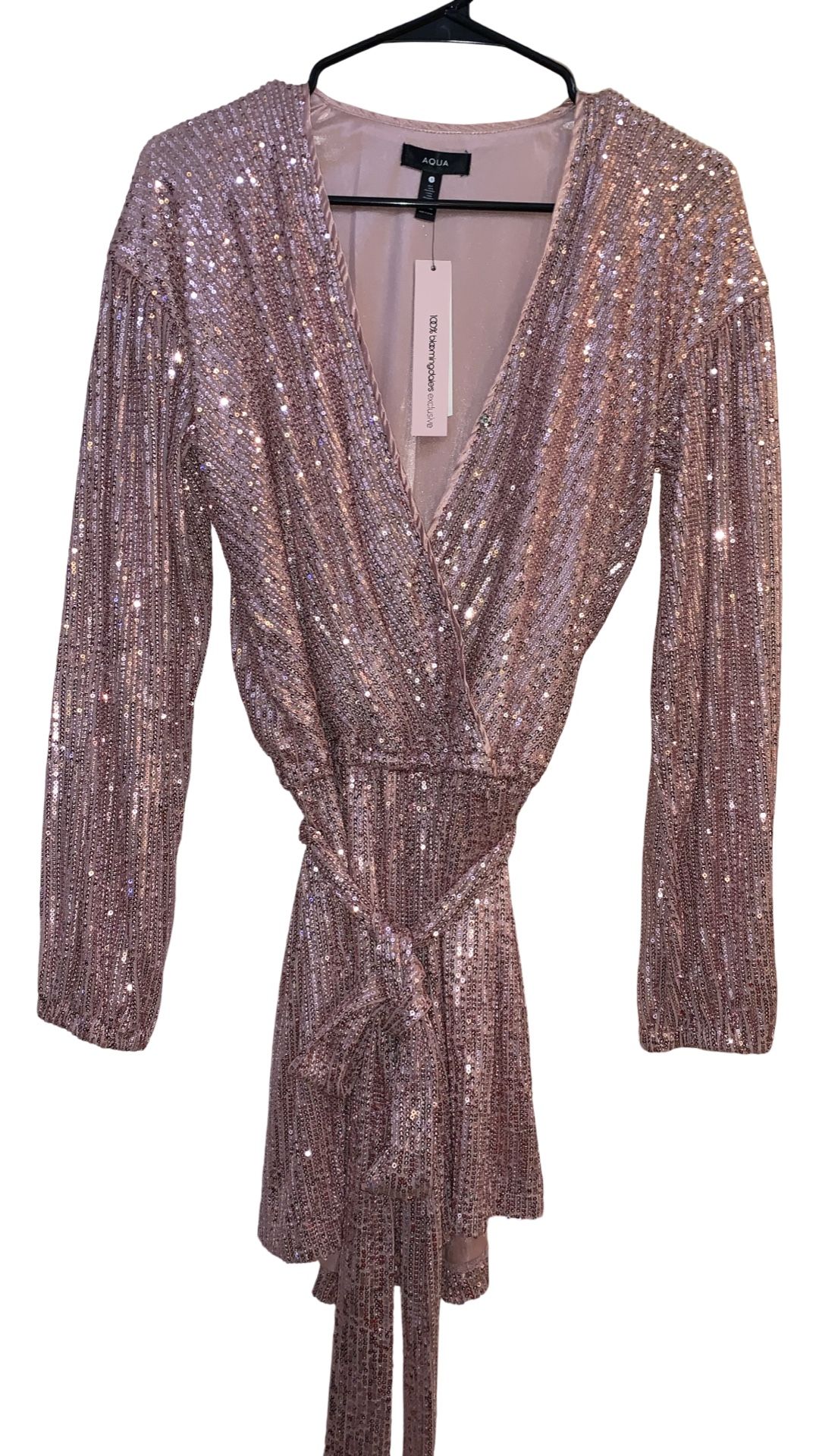 Bloomingdale’s Exclusive Aqua Pink Sequined Romper Size Small NWT