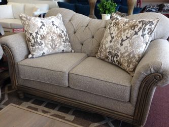 Wood accent Sofa and Love Seat