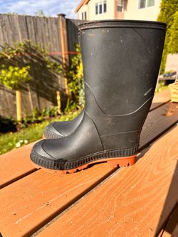 Kids' Black & Orange Rain Boots – Size 13