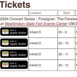 4 Tickets to Foreigner: The Farewell Tour